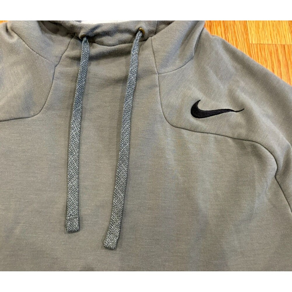 NIKE Hoodie Men's Large Dri Fit Performance Pullover Sweatshirt Gray Drawstring - Picture 2 of 11
